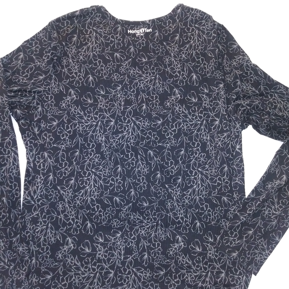 NWT UV Protection Women's Hang Ten Black And Grey Long Sleeve Shirt, Size Large - Picture 7 of 10